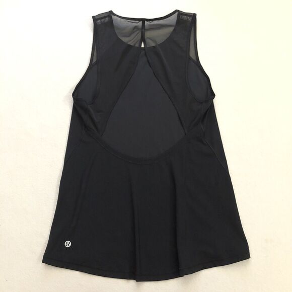 Lululemon Women Solid Black Cutout Open Back Mesh For The Run Tank Top Shirt 2 - Picture 8 of 9